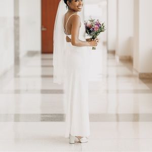 White Formal Dress with Belt